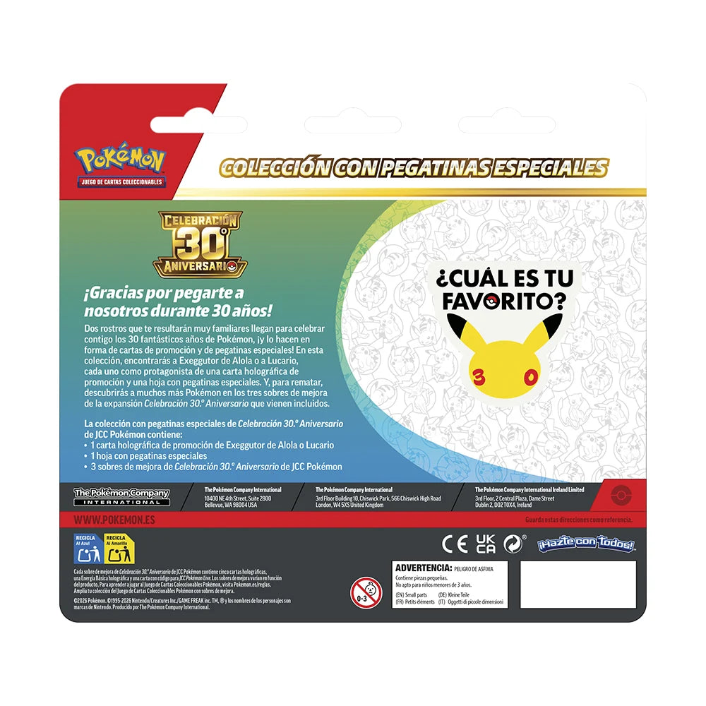 Blister Tech Sticker Lucario/Exeggutor Celebracion 30º Aniversario